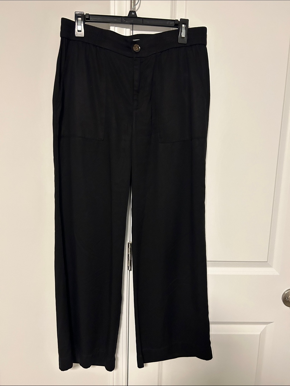 LOFT Black Wide-Leg Trousers